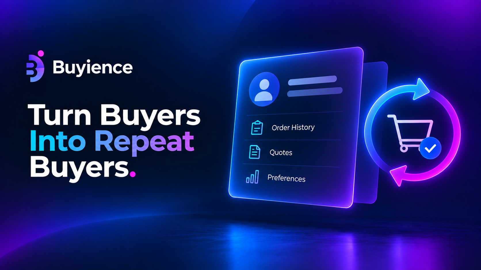 Buyer account with order history, quotes, and preferences that support repeat purchasing